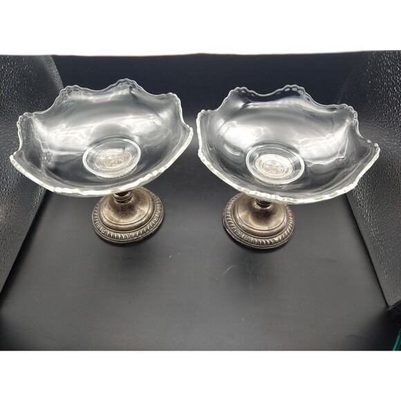Vintage Sterling Silver & Glass Compote Dishes by R.M. Whiting – Set of 2 - Picture 7 of 16